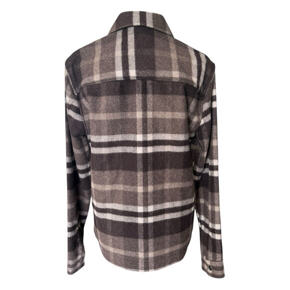 Reiss Cortez Wool Blend Plaid Overshirt Flannel Brown S - Picture 8 of 15
